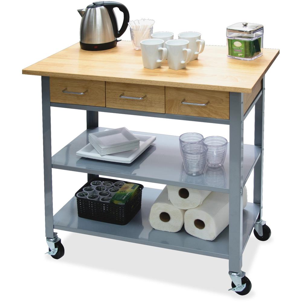 Vertiflex Countertop Serving Cart - Solid Wood - x 34.3" Width x 19" Depth x 35.5" Height - Steel Frame - Assorted - 1 Each. Picture 1