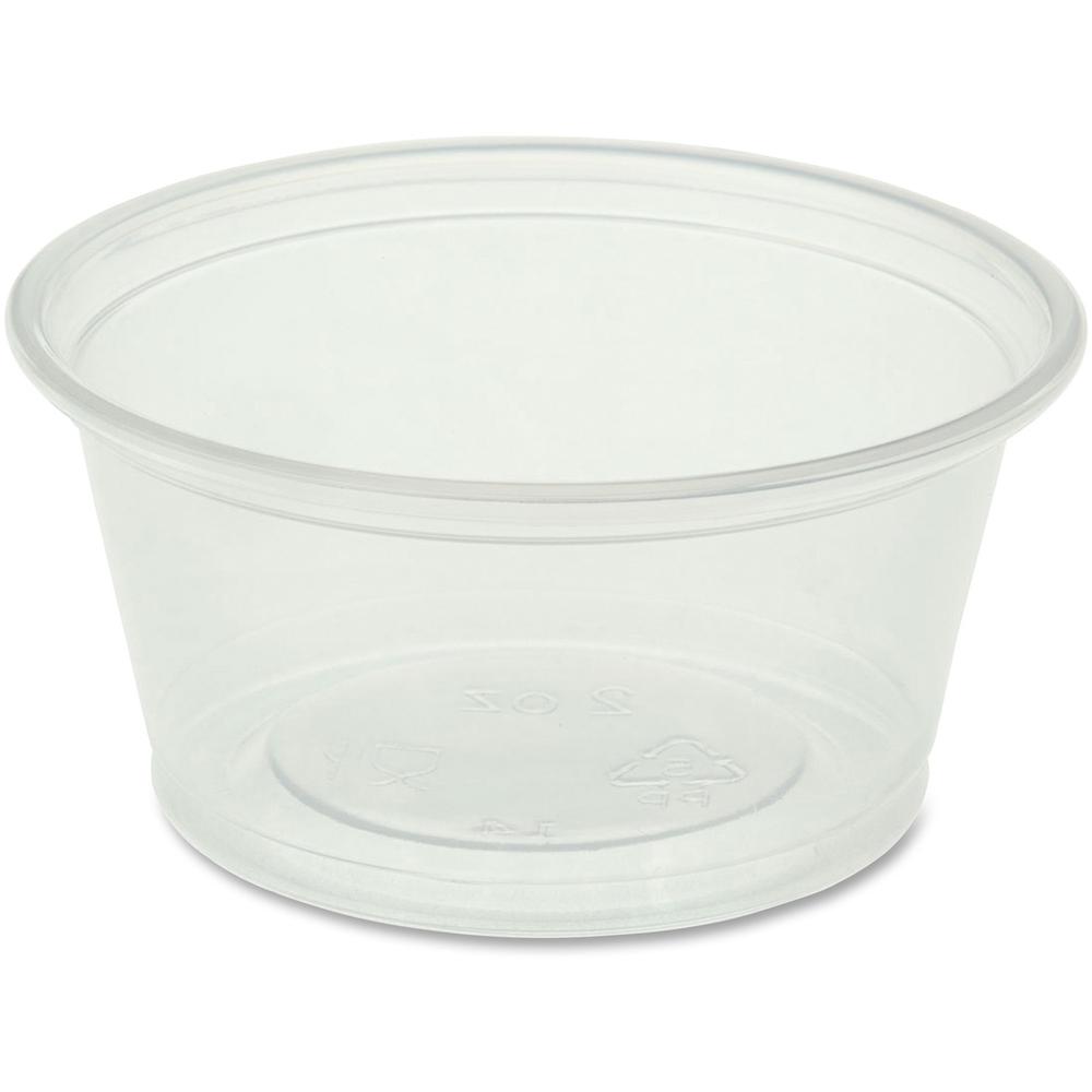 Genuine Joe 2 oz Portion Cups - 2 fl oz - Clear - Polystyrene - Beverage, Sauce - 50/Bag - 50 / Carton. Picture 1