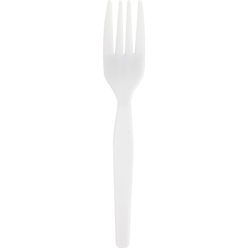 Genuine Joe Medium-Heavyweight Plastic Forks - 1 Piece(s) - Fork - 1 x Fork - Disposable - White - 1000 / Carton. Picture 1