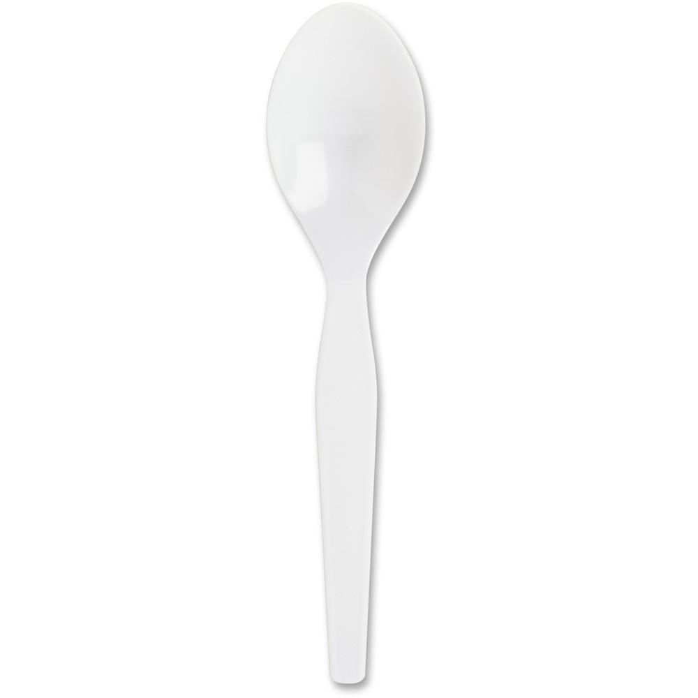 Genuine Joe Medium-Heavyweight Plastic Spoons - 1 Piece(s) - Spoon - 1 x Spoon - Disposable - White - 1000 / Carton. Picture 1