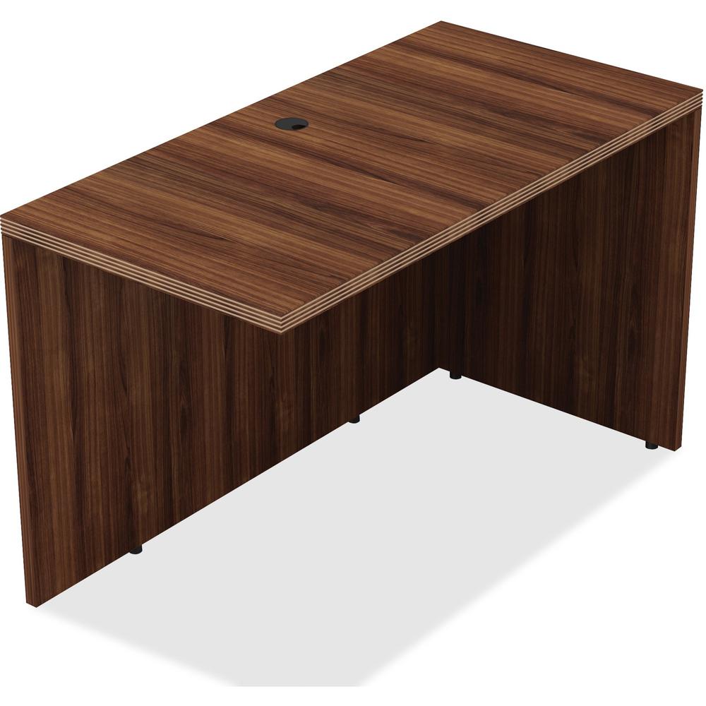 Lorell Chateau Series Return - 29.5" Height x 24" Width x 42" Depth x 1.5" Thickness - Reeded Edge - Finish: Walnut Laminate - Heavy Duty, Grommet, Durable - For Office - 1 Each. Picture 1