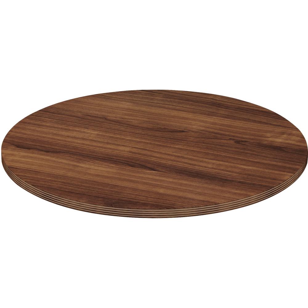 Lorell Chateau Series Round Conference Tabletop - Round - x 1.4" Thickness x 42" Diameter - Reeded Edge - Finish: Walnut Laminate - 1 Each. Picture 1