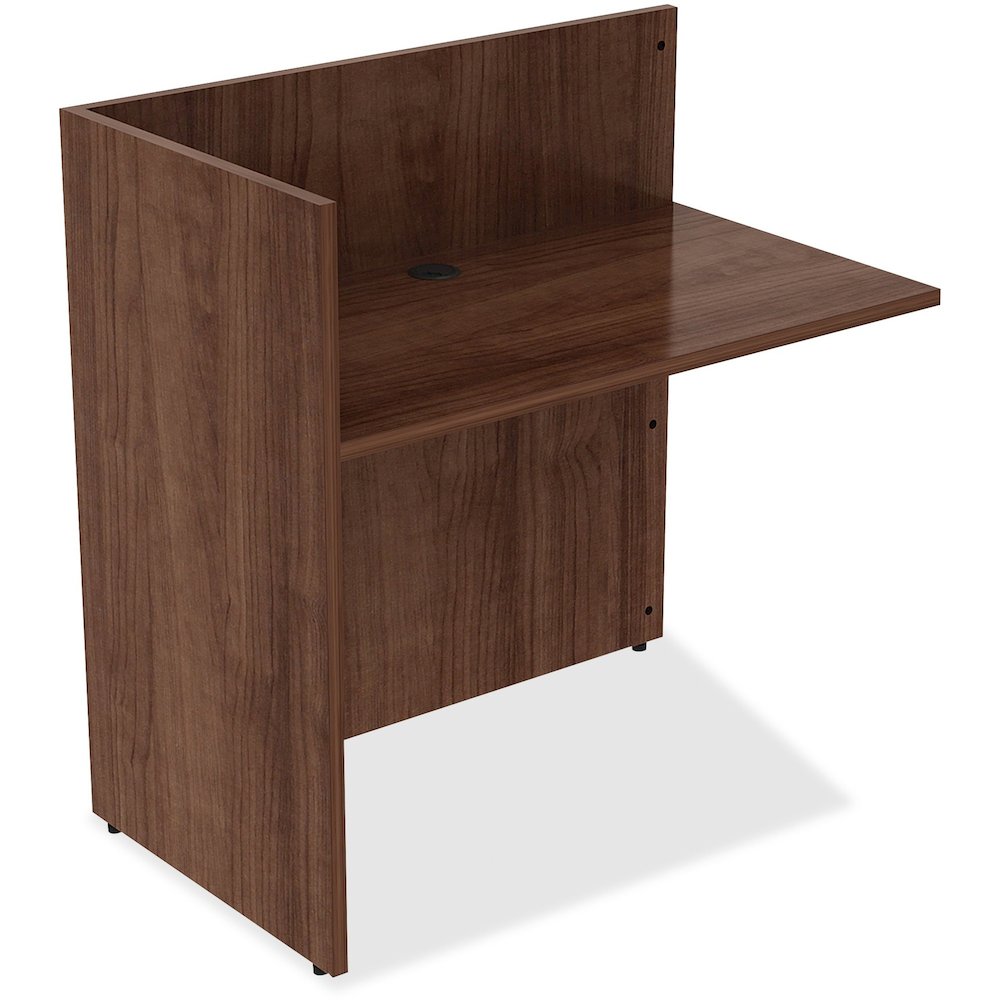 Lorell Essentials Series Reception Return - 41.5" Height x 42" Width x 24" Depth - Finish: Walnut Laminate - 1 Each. Picture 1