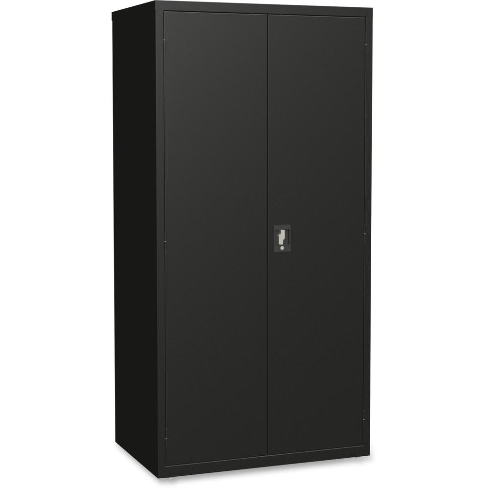 Lorell Fortress Series Storage Cabinet - 36" Width x 24" Depth x 72" Height - 5 x Shelf(ves) - Hinged Door(s) - Sturdy, Recessed Locking Handle, Removable Lock, Durable, Storage Space - Black - Powder. Picture 1
