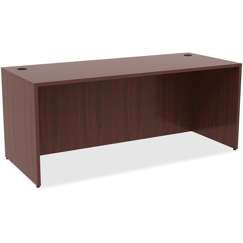 Lorell Essentials Series Rectangular Desk Shell - 29.5" Height x 70.9" Width x 29.5" Depth Desk - Material: Laminate - Finish: Mahogany - Floor Glide, Adjustable Glide, Lockable - For Office - 1 Each. Picture 1