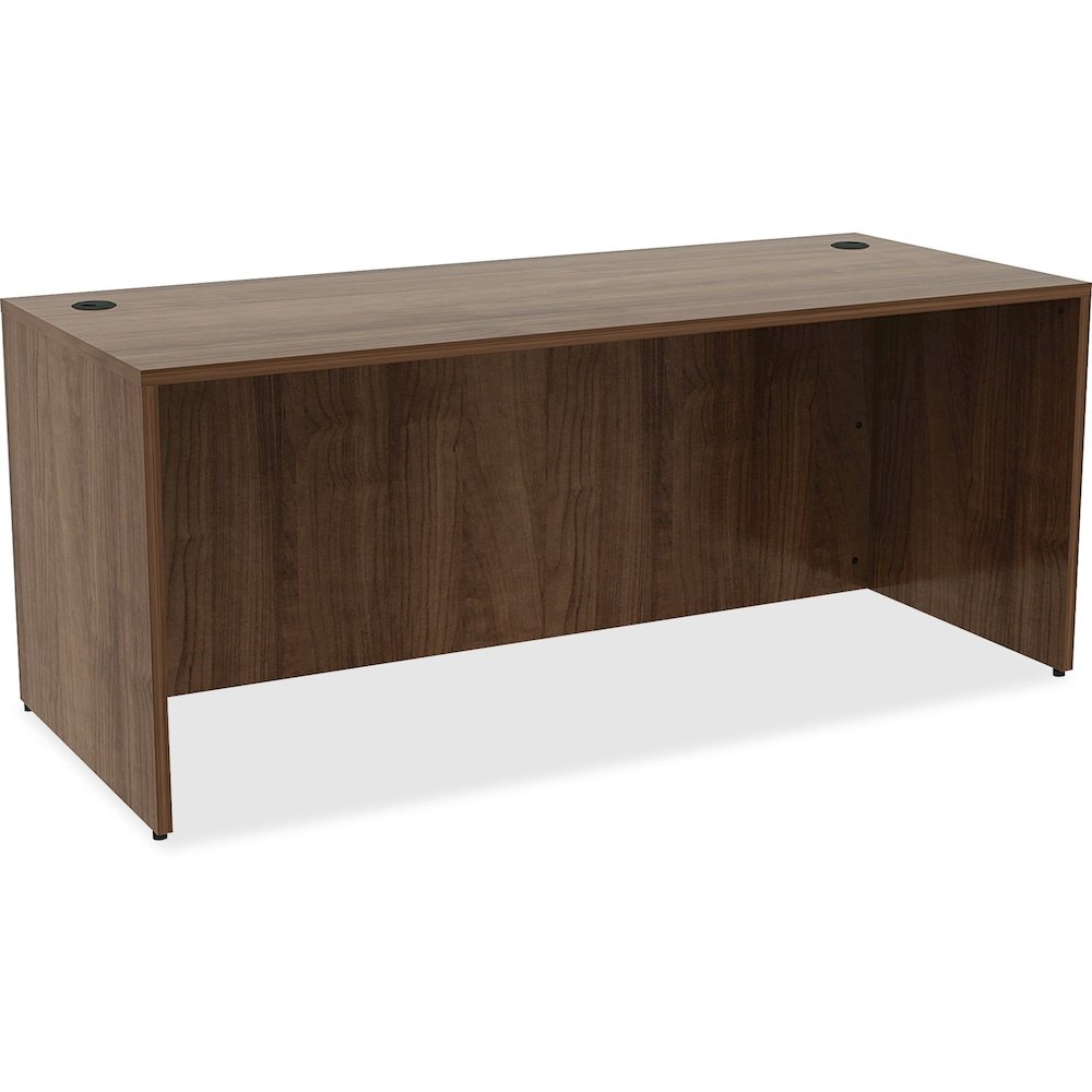 Lorell Essentials Series Rectangular Desk Shell - 29.5" Height x 70.9" Width x 29.5" Depth Desk - Material: Metal - Finish: Walnut Laminate - 1 Each. Picture 1