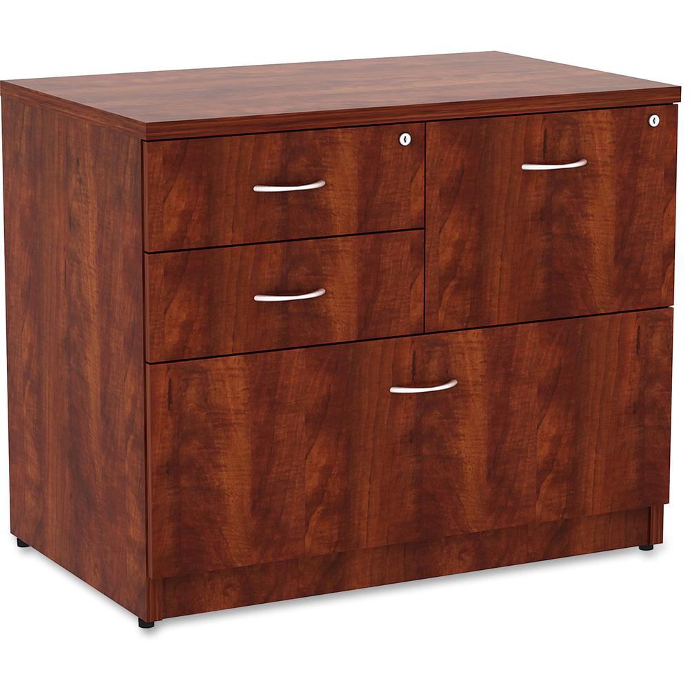 Lorell Essentials Series Box/Box/File Lateral File - 1" Thickness Side Panel, 29.5" Height x 35.5" Width x 22" Depth Lateral File - Total Drawer(s): 4 - Cherry Laminate Table Top - Versatile, Ball Bea. Picture 1