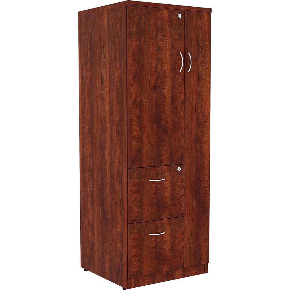 Lorell Essentials Series Tall Storage Cabinet - 23.6" x 23.6"65.6" Cabinet, 0.5" Compartment - 2 x Storage Drawer(s) - 1 Door(s) - Finish: Cherry, Laminate. Picture 1