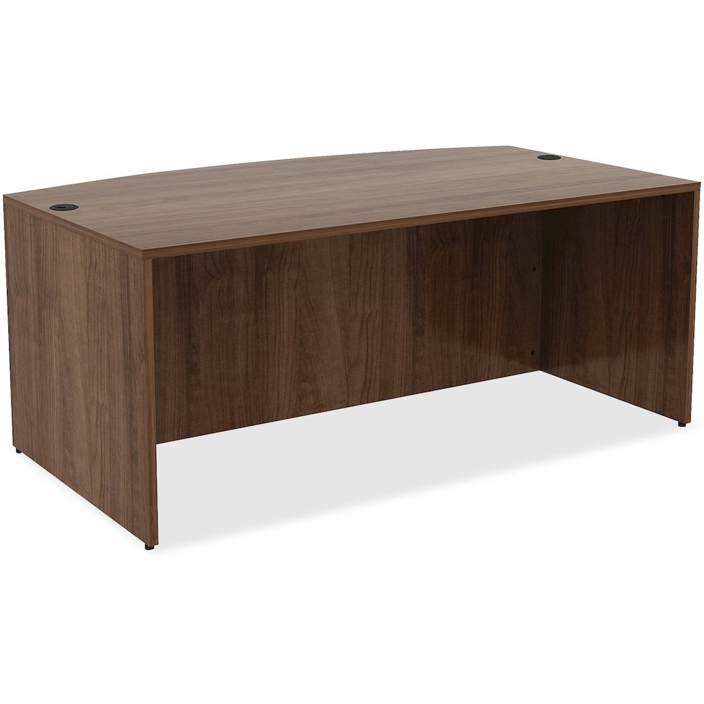 Lorell Essentials Series Bowfront Desk Shell - 29.5" Height x 71" Width x 41.4" Depth Desk - Material: Metal - Finish: Walnut, Laminate - 1 Each. Picture 1