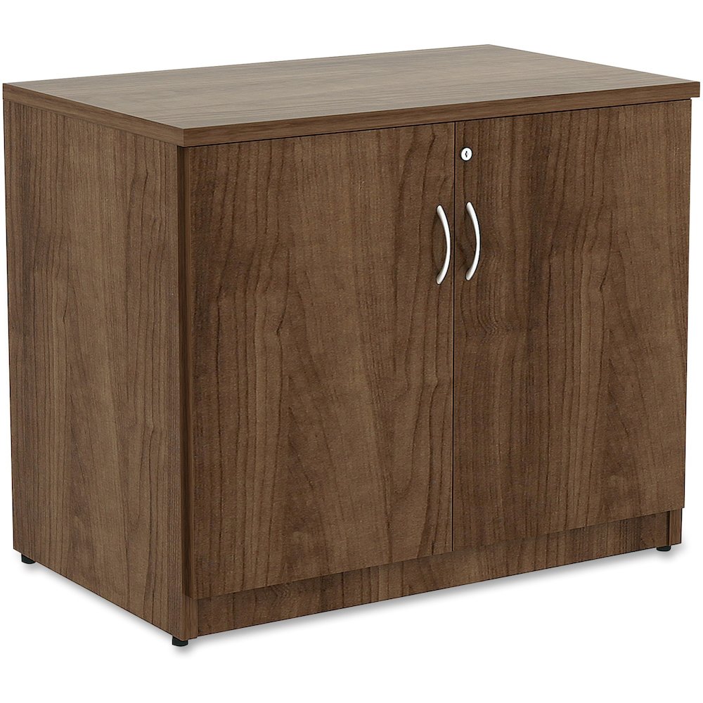 Lorell Essentials Series 2-Door Storage Cabinet - 36" Width x 22.5" Depth x 29.5" Height - Glide, Lockable - Walnut - Laminate - Metal. Picture 1