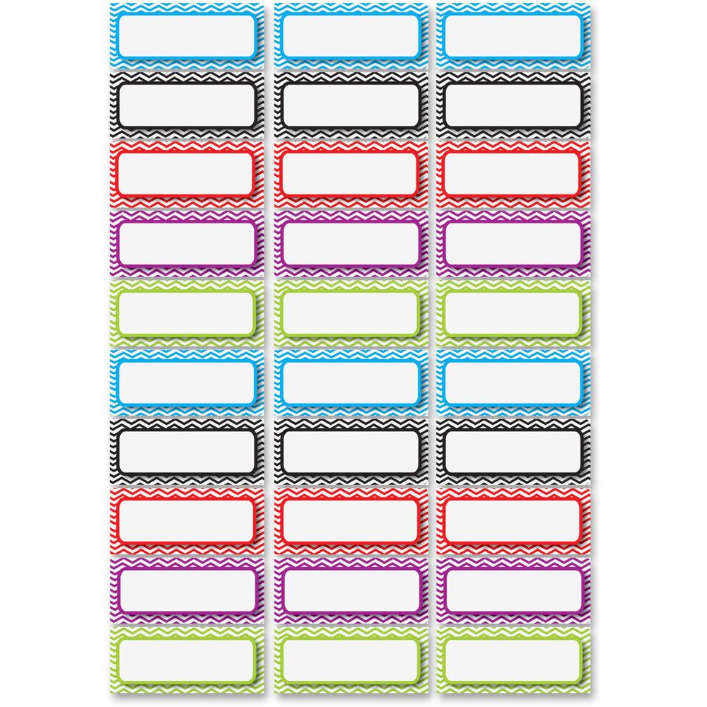 Ashley Dry Erase Chevron Nameplate Magnets - 30 x Rectangle Shape - Magnetic - Chevron - Die-cut, Write on/Wipe off, Heavy Duty - Multicolor - Foam - 1 Pack. Picture 1