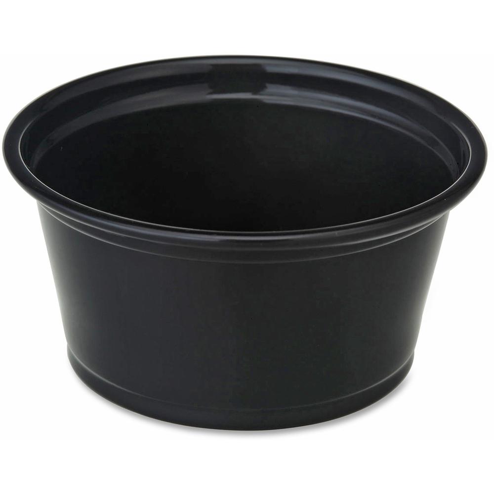 Genuine Joe 2 oz Portion Cups - 2 fl oz - Black - Polystyrene - 50/Bag - 50 / Carton. Picture 1