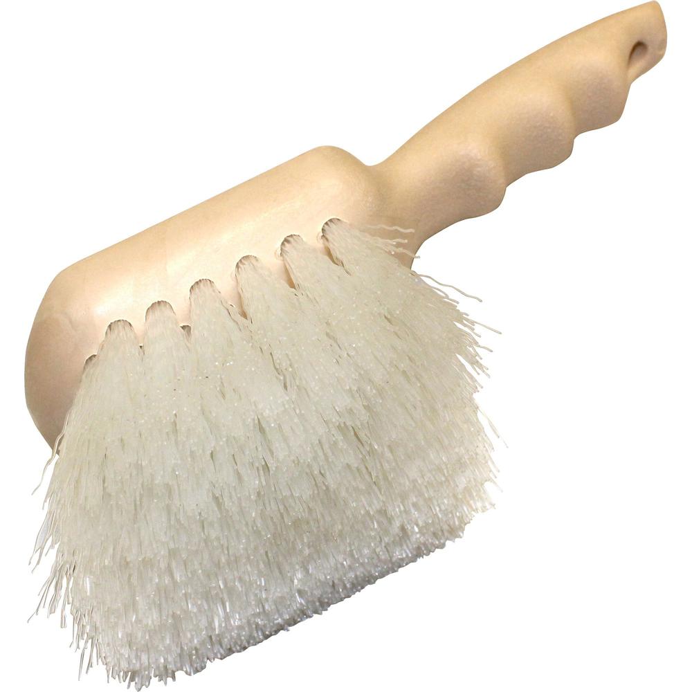 Genuine Joe Nylon Utility Brush - Nylon Bristle - 9" Handle Length - 1 Each - White. Picture 1