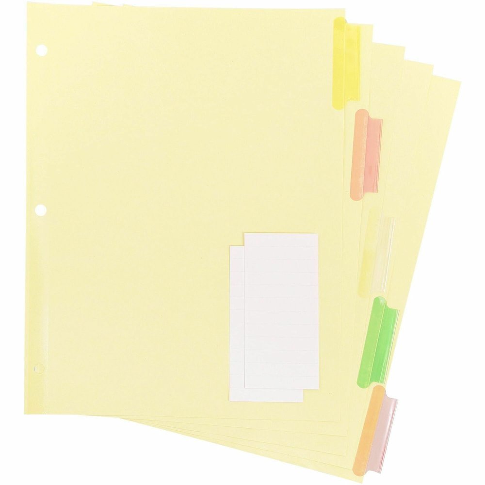 Business Source Insertable Tab Ring Binder Indexes - 5 Blank Tab(s) - 2" Tab Width - 8.5" Divider Width x 11" Divider Length - Letter - 3 Hole Punched - Multicolor Tab(s) - Tear Resistant, Reinforced . Picture 1