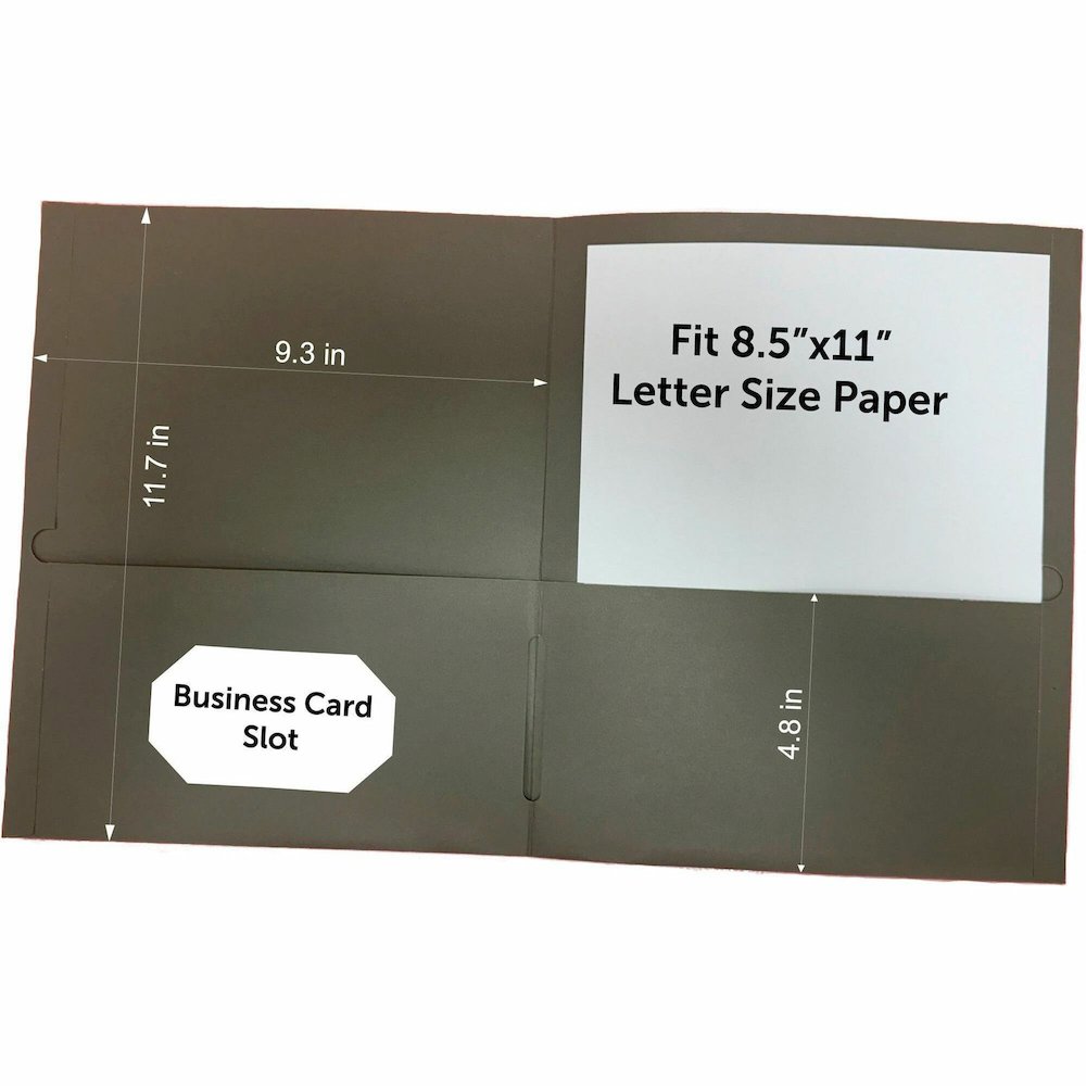 Business Source Letter Portfolio - 8 1/2" x 11" - 125 Sheets Capacity - Inside Front & Back Pocket - Gray - Card Holder - 1 Box. Picture 1