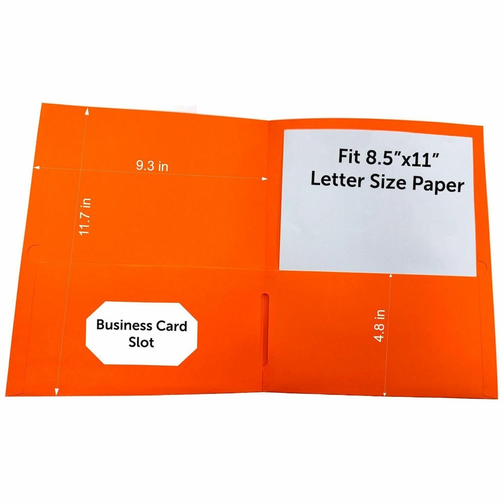 Business Source Letter Portfolio - 8 1/2" x 11" - 125 Sheets Capacity - Inside Front & Back Pocket - Orange - Card Holder - 25 / Box. Picture 1