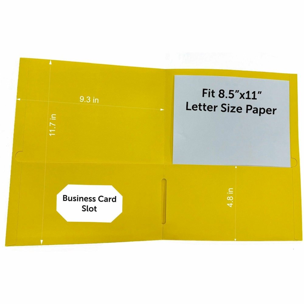 Business Source Letter Portfolio - 8 1/2" x 11" - 125 Sheets Capacity - Inside Front & Back Pocket - Yellow - Card Holder - 1 Box. Picture 1
