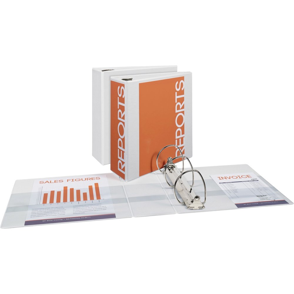 Avery&reg; Durable View Binders - EZD Rings - 4" Binder Capacity - Letter - 8 1/2" x 11" Sheet Size - 780 Sheet Capacity - 3 Ring - Fastener: D-Ring - Pocket: 4, Internal - Poly - White - Recycled - E. Picture 1