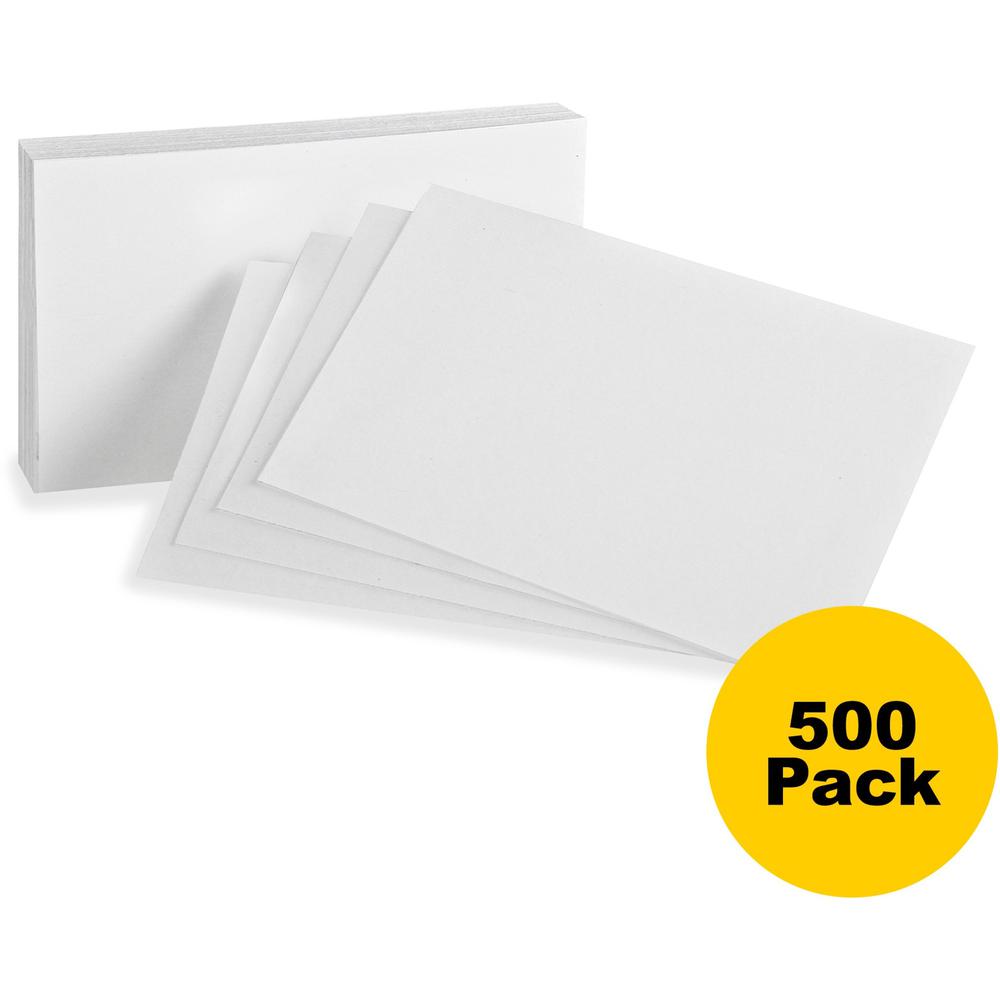 Oxford Plain Index Cards - 3" x 5" - 85 lb Basis Weight - Sustainable Forestry Initiative (SFI) - White - 100/Pack - 5 / Bundle. Picture 1