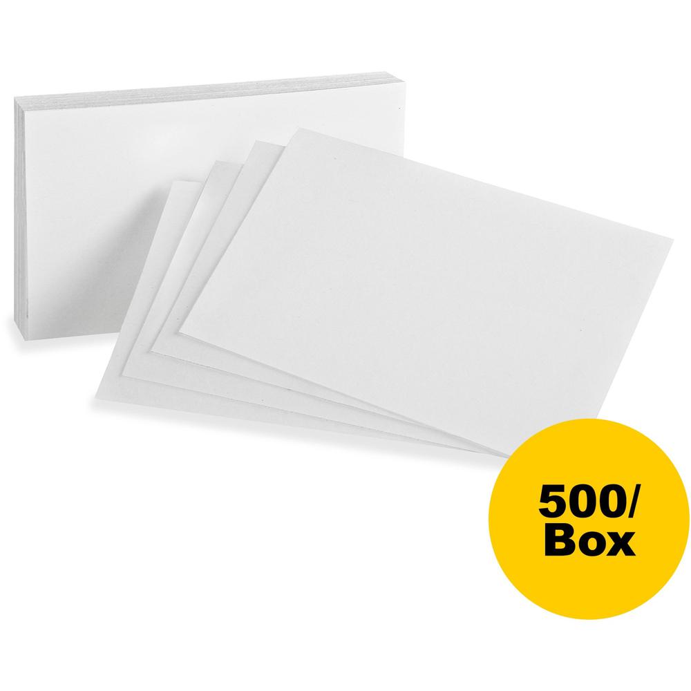 Oxford Plain Index Cards - 5" x 8" - 85 lb Basis Weight - Sustainable Forestry Initiative (SFI) - White - 100/Pack - 5 / Box. Picture 1