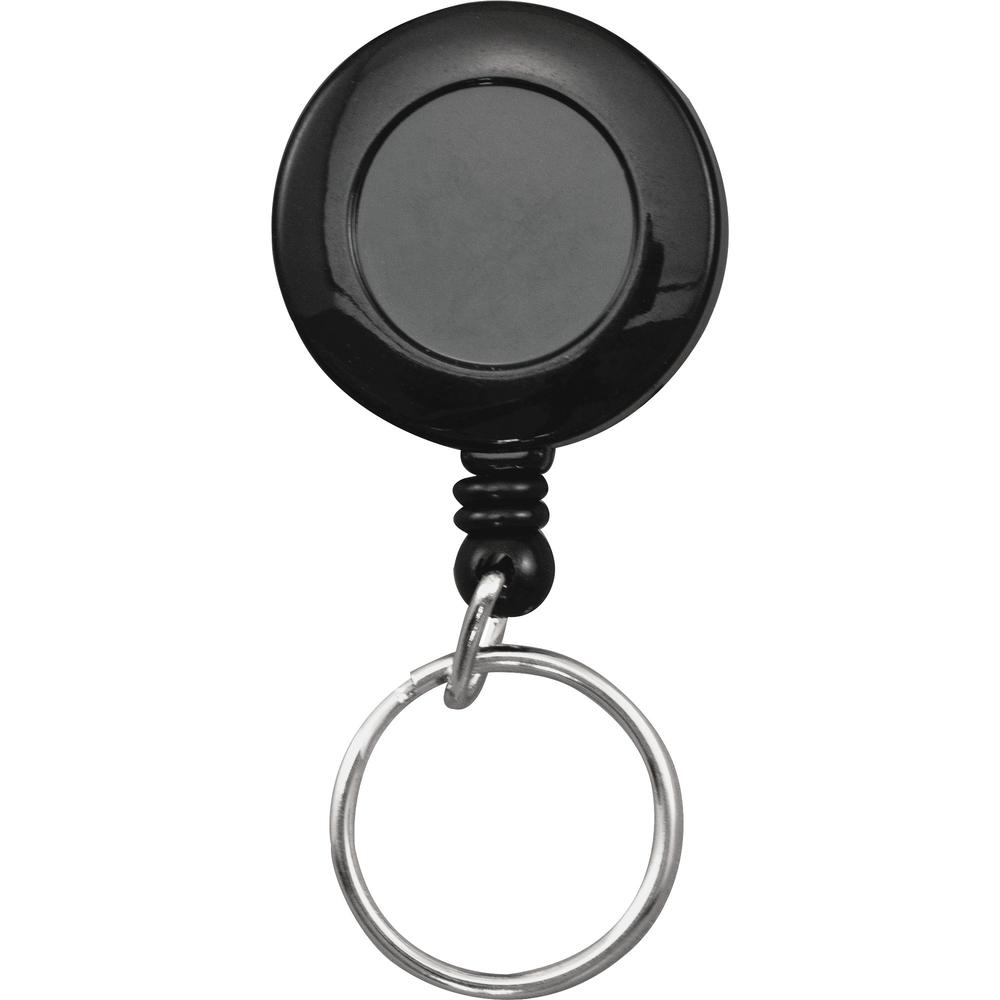 Advantus Clip-on Ring Retractable ID Reel - Black - Sturdy - 12 / Box. Picture 1