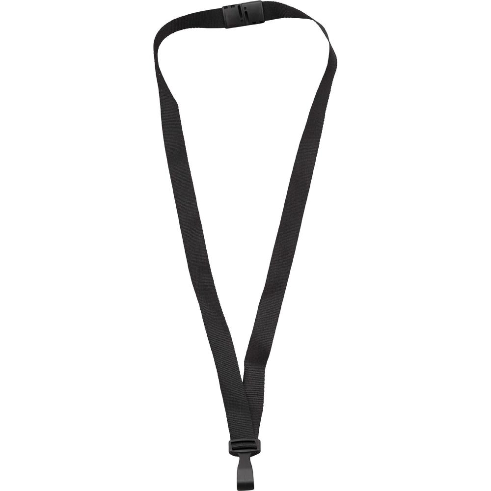 Advantus Plastic Hook Flat Breakaway Lanyard - 36" Length - Black - Plastic - 12 / Pack. Picture 1