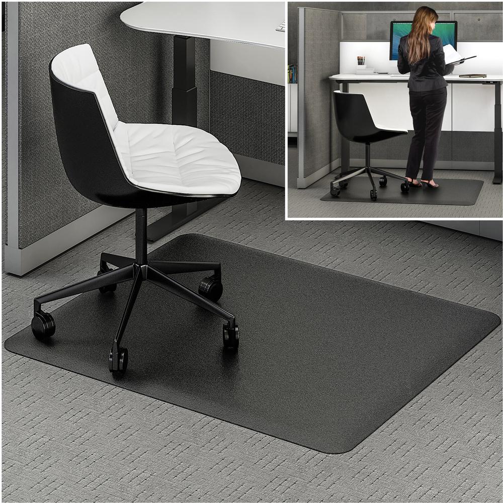 Deflecto Ergonomic Sit-Stand Chair Mat for Multi-surface - Workstation - 53" Length x 45" Width x 0.800" Depth - Rectangular - Foam - Black - 1Each. Picture 1