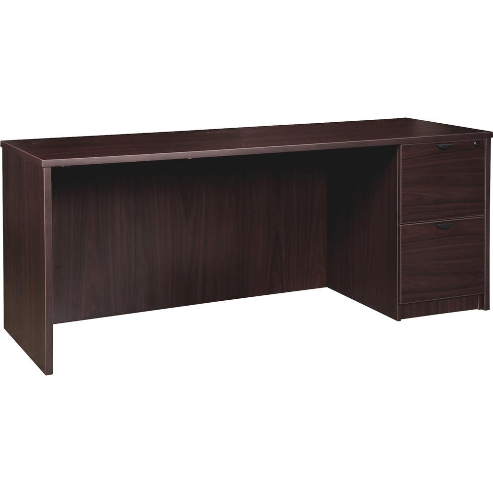 Lorell Prominence 2.0 Right-Pedestal Credenza - 29" Height x 66" Width x 24" Depth, 1" Thickness Top - Total Drawer(s): 2 - Single Pedestal on Right Side - Band Edge - Material: Particleboard - Finish. Picture 1