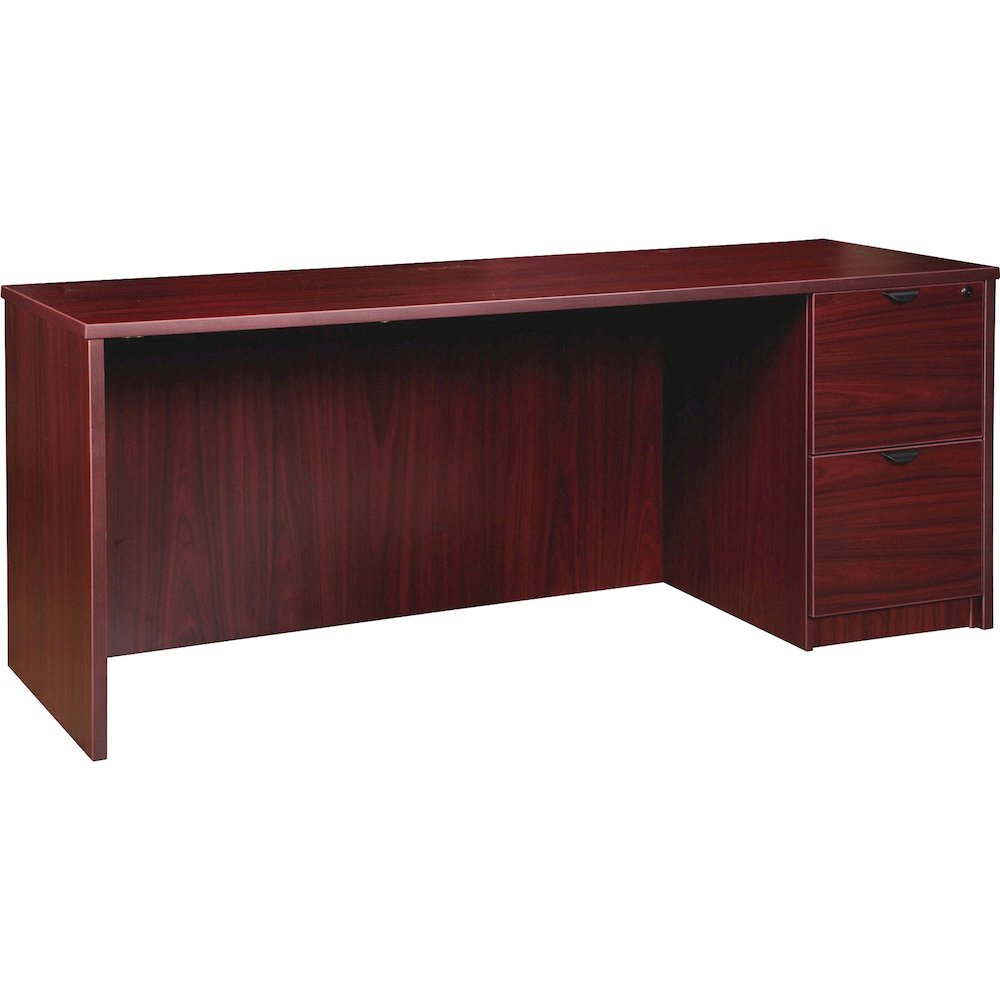 Lorell Prominence 2.0 Right-Pedestal Credenza - 29" Height x 72" Width x 24" Depth, 1" Thickness Top - Total Drawer(s): 2 - Single Pedestal on Right Side - Band Edge - Material: Particleboard - Finish. Picture 1