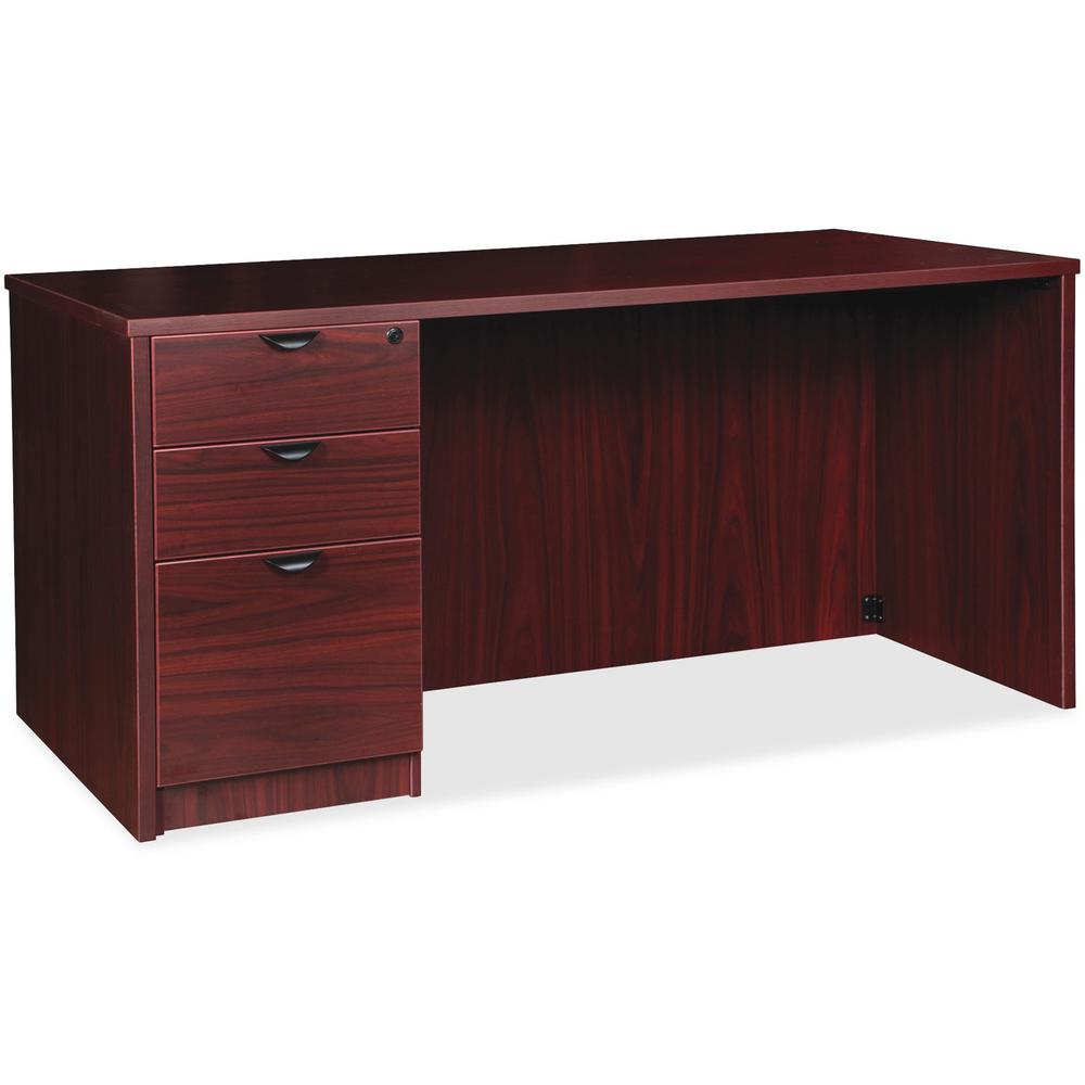Lorell Prominence 2.0 Left-Pedestal Desk - Rectangle - 1" Thickness Top, 29" Height x 72" Width x 36" Depth - Total Drawer(s): 3 - Single Pedestal on Left Side - Band Edge - Material: Particleboard - . Picture 1