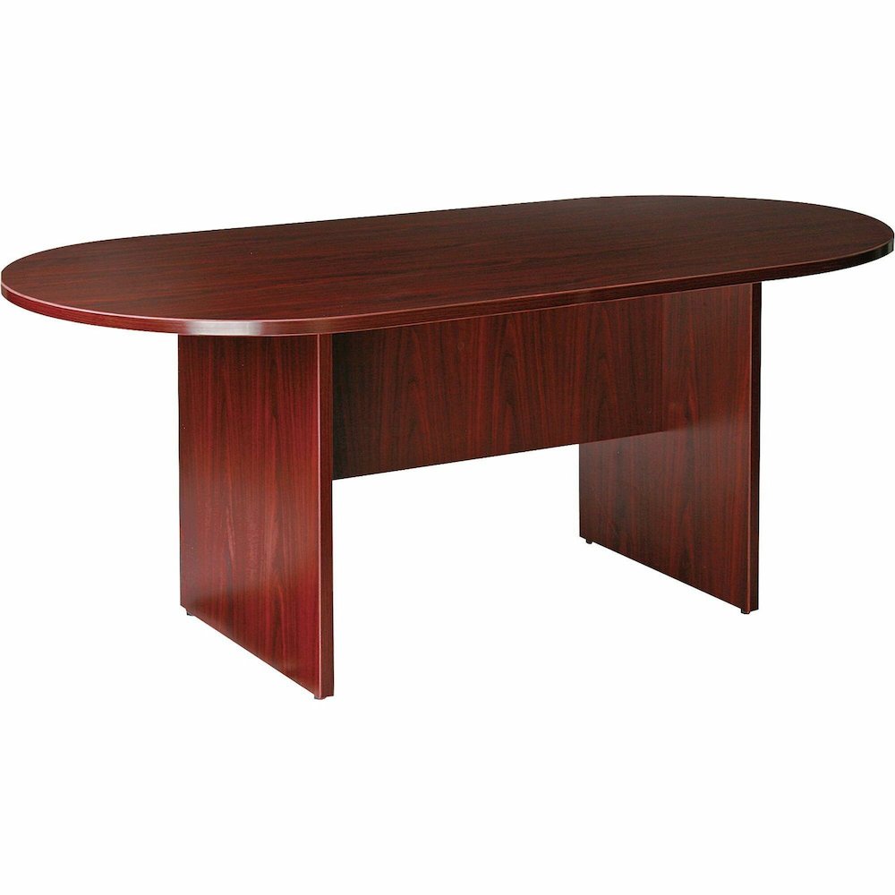 Lorell Prominence 2.0 Racetrack Conference Table - 72" x 36"29" Table, 1" Top, 0.1" Edge - Material: Particleboard, Thermofused Melamine (TFM) - Finish: Mahogany - Modesty Panel. Picture 1
