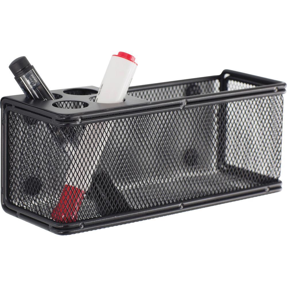 Onyx Mesh Magnetic Marker Basket - 3" Height x 8" Width x 3.25" Depth - Sturdy, Magnetic, Scratch Resistant, Chip Resistant, Smooth Edge - Powder Coated - Black - Steel, Mesh - 1 Each. Picture 1