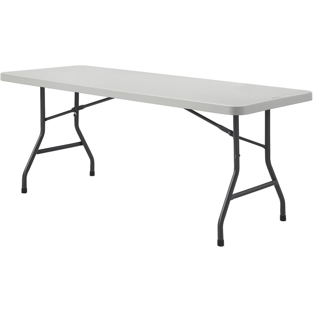 Lorell Extra-Capacity Ultra-Lite Folding Table - Light Gray Top - Dark Gray Base - 750 lb Capacity - 72" Table Top Width x 30" Table Top Depth - 29.25" Height - Gray - High-density Polyethylene (HDPE). Picture 1