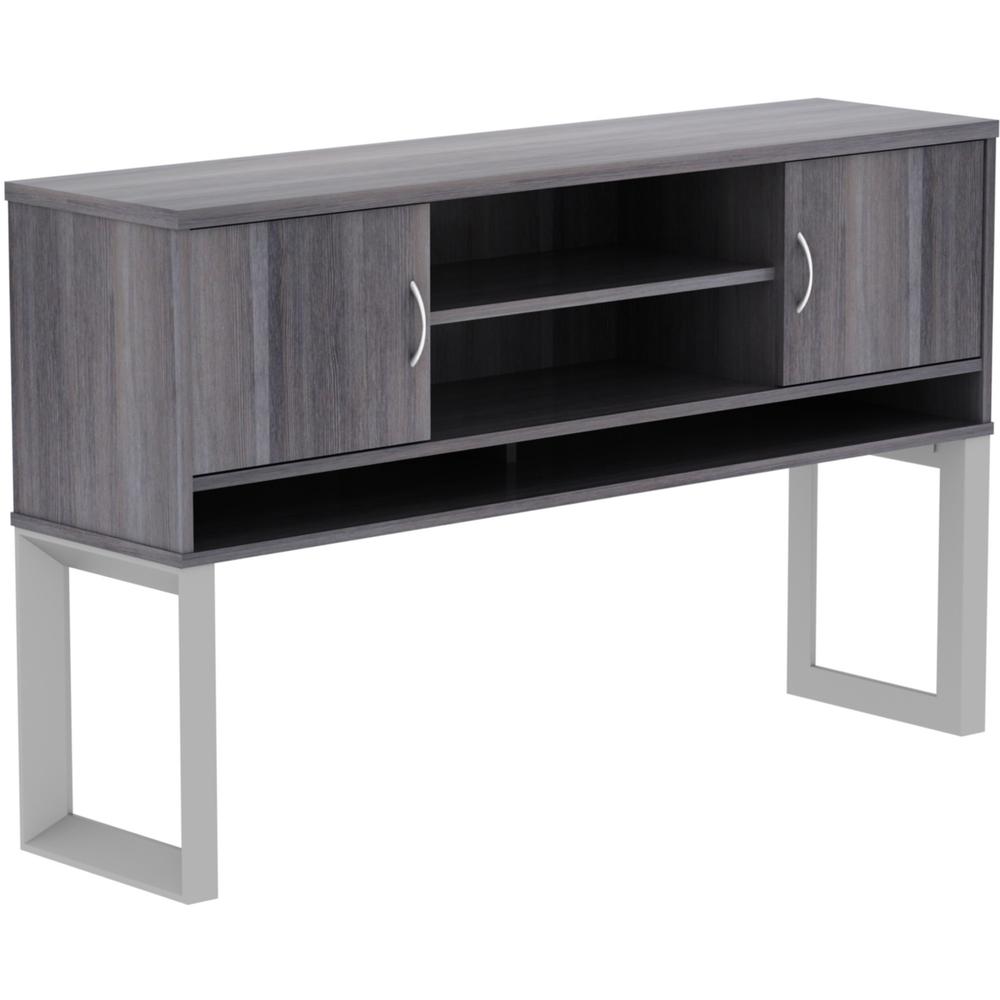 Lorell Relevance Series Freestanding Hutch - 36" Height x 59" Width x 15" Depth - 3 Shelve(s) - Finish: Charcoal, Laminate - Adjustable Leveler - For Office - 1 Each. Picture 1