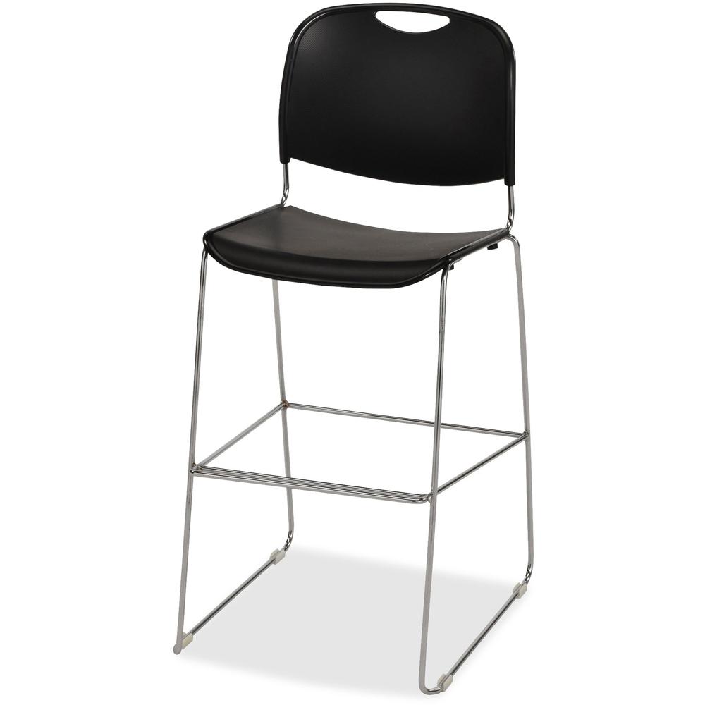 Lorell Bistro-Height Chair - Black Seat Color - Plastic Seat Material - Black Back Color - Plastic Back Material - Chrome Frame Color - Steel Frame Material - 1 Each. Picture 1