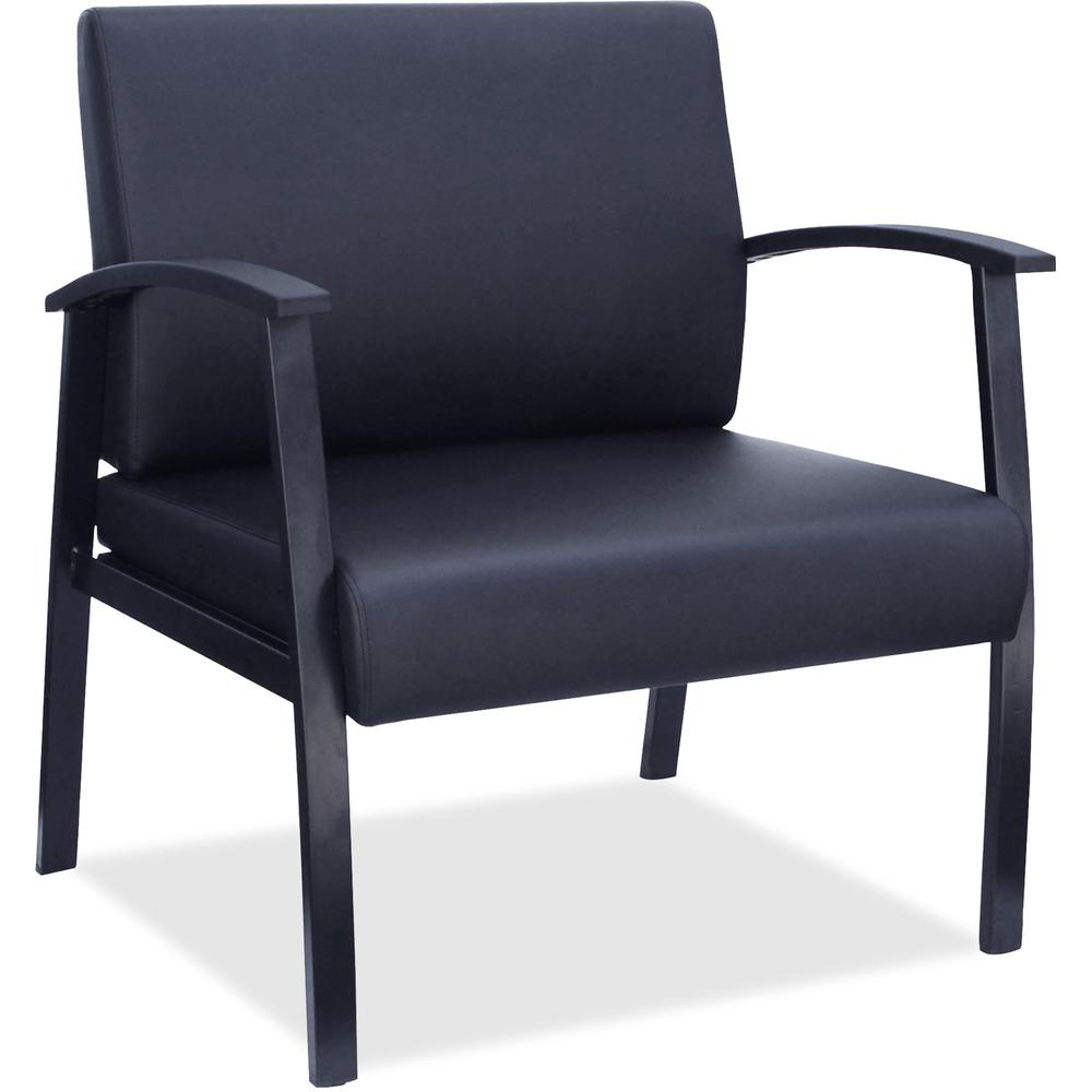Lorell Big & Tall Guest Chair - Steel Frame - Four-legged Base - Black - Bonded Leather - Armrest - 1 Each. Picture 1