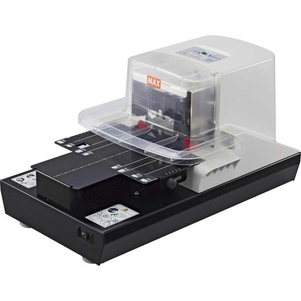 MAX Electronic Stapler - Staples Upto 100 Sheet of 80g/m² Paper - 0.87" Throat Depth - Black, White - 1 Each. Picture 1