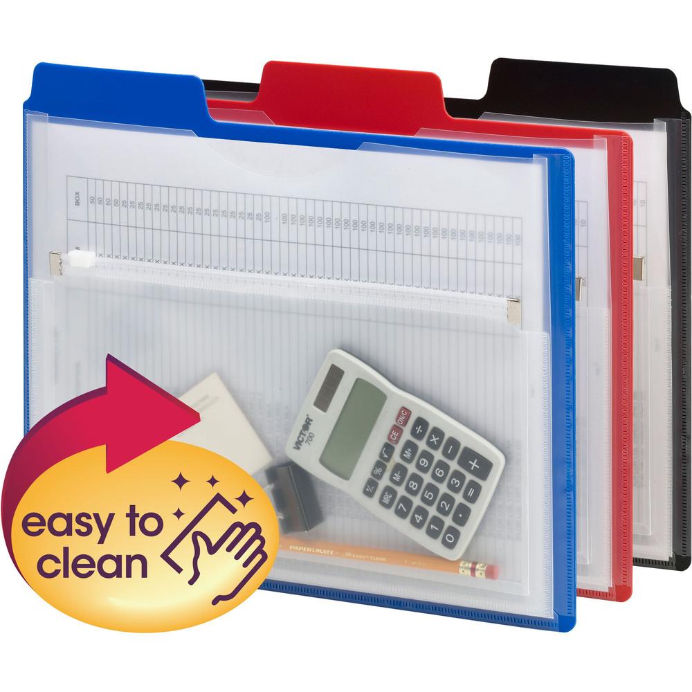 Smead 1/3 Tab Cut Letter Organizer Folder - 8 1/2" x 11" - 1/2" Expansion - 1 Pocket(s) - Blue, Red, Black - 3 / Pack. Picture 1