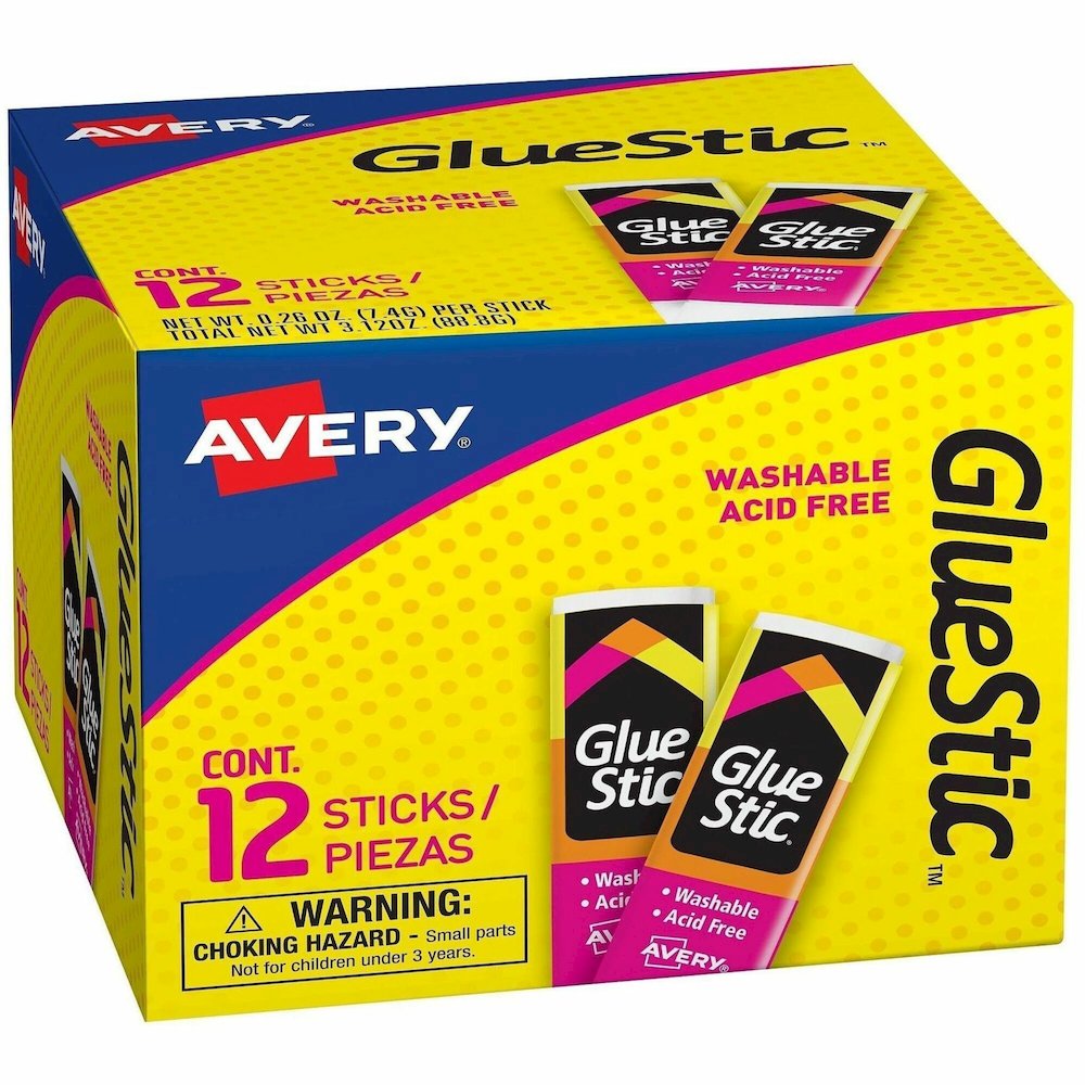 Avery&reg; Permanent Glue Stic - 0.26 fl oz - White - 12 / Box. Picture 1