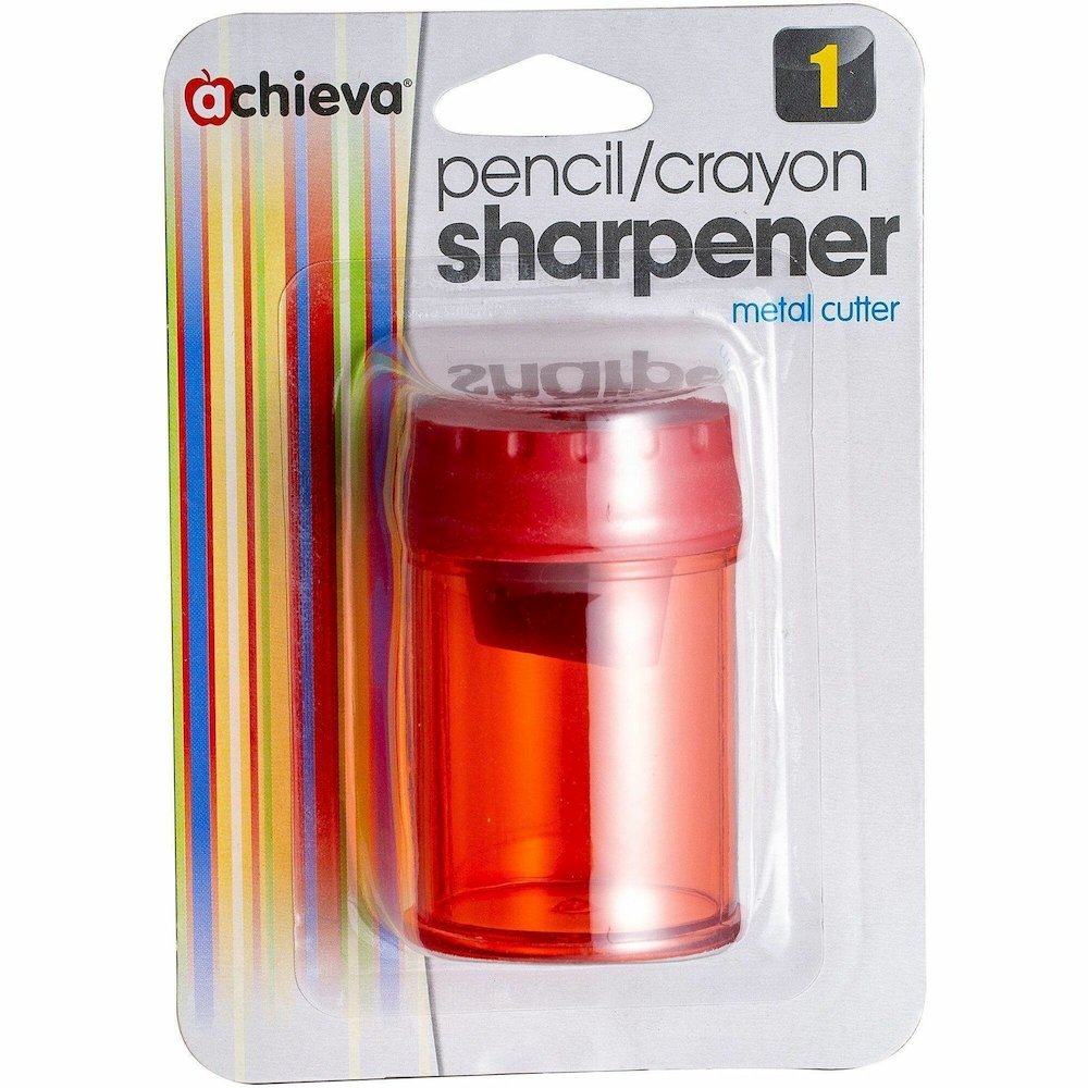 Officemate Double Barrel Pencil/Crayon Sharpener - 2 Hole(s) - 2.1" Height x 1.4" Width x 1.4" Depth - Translucent Red - 8 / Box. Picture 1