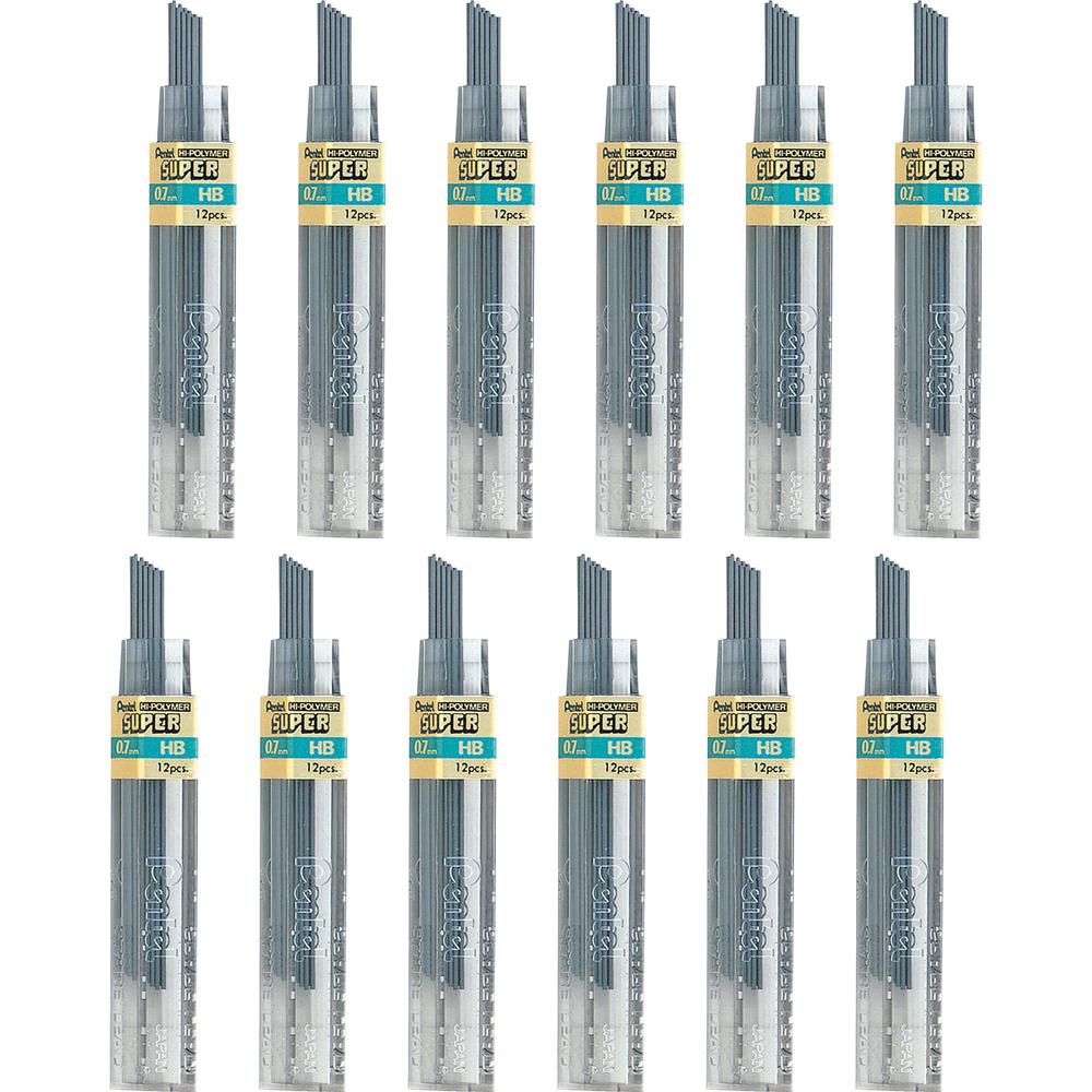 Pentel Super Hi-Polymer Leads - 0.7 mm , Medium Point - HB - Black Lead - 12/Tube - 12 / Box. Picture 1