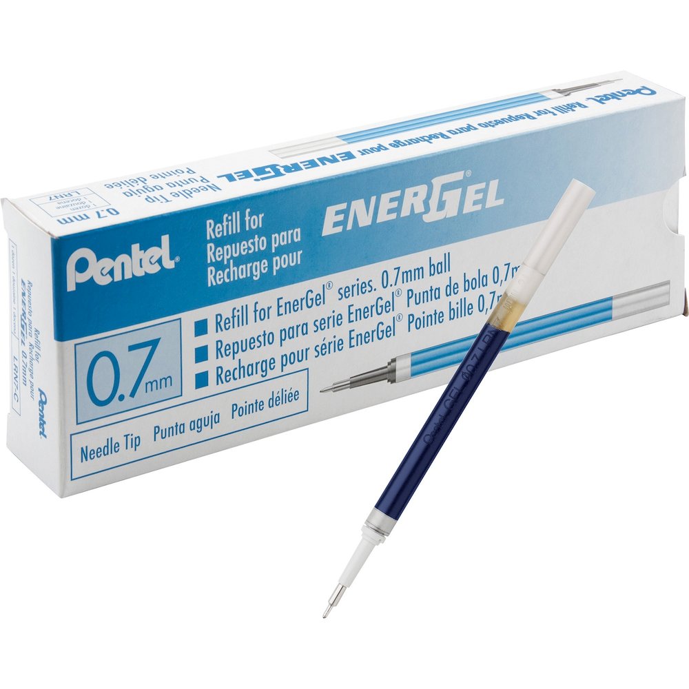 EnerGel Retractable Liquid Pen Refills - 0.70 mm , Medium Point - Blue Ink - Smudge Proof, Smear Proof, Quick-drying Ink, Glob-free, Smooth Writing - 12 / Box. Picture 1