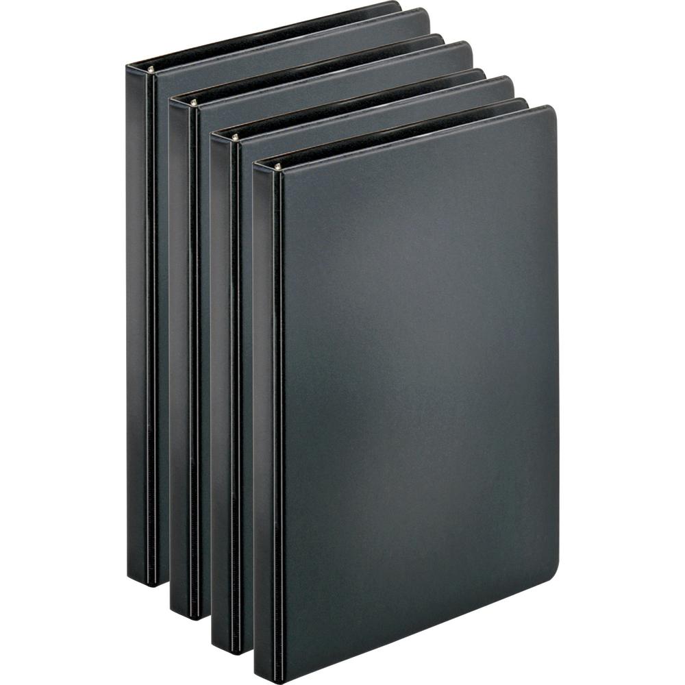 Business Source Basic Round Ring Binders - 1/2" Binder Capacity - Letter - 8 1/2" x 11" Sheet Size - 125 Sheet Capacity - 3 Ring - Fastener: Round Ring - Pocket: Internal - Chipboard, Polypropylene - . Picture 1