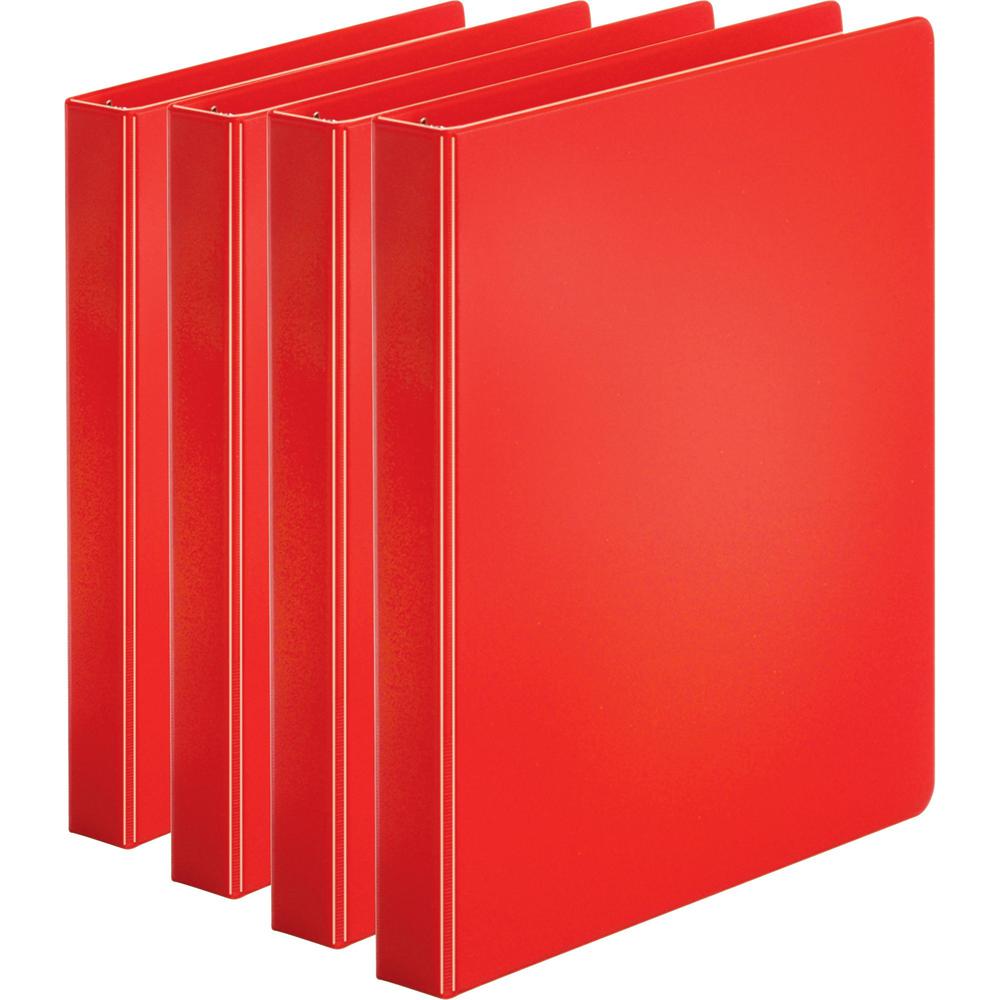 Business Source Basic Round Ring Binders - 1" Binder Capacity - Letter - 8 1/2" x 11" Sheet Size - 225 Sheet Capacity - 3 Ring - Fastener: Round Ring - Pocket: Internal - Chipboard, Polypropylene - Re. Picture 1