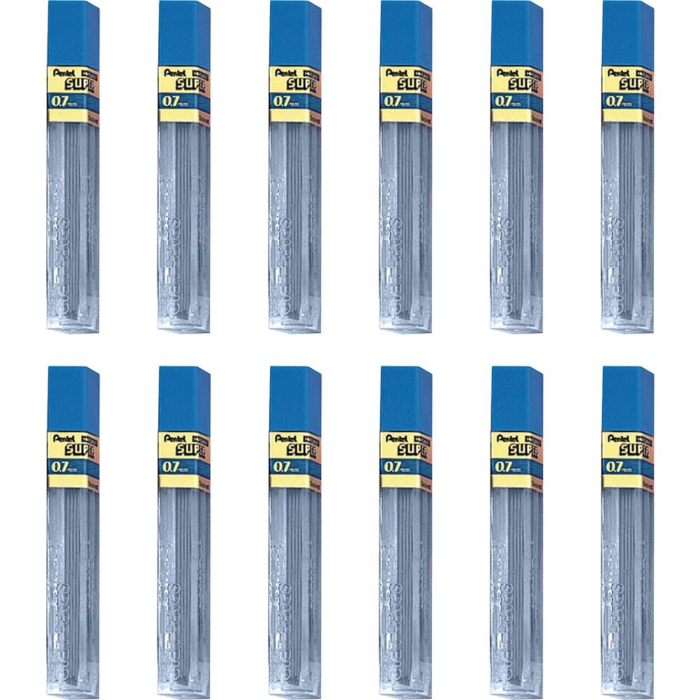 Pentel Super Hi-Polymer Leads - 0.7 mm , Medium Point - 2H - Black Lead - 12/Tube - 12 / Box. Picture 1