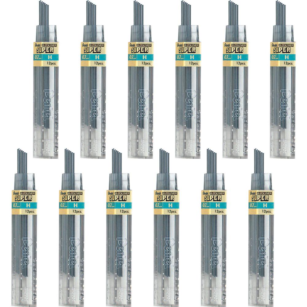 Pentel Super Hi-Polymer Leads - 0.7 mm , Medium Point - H - Black Lead - 12/Tube - 12 / Box. Picture 1