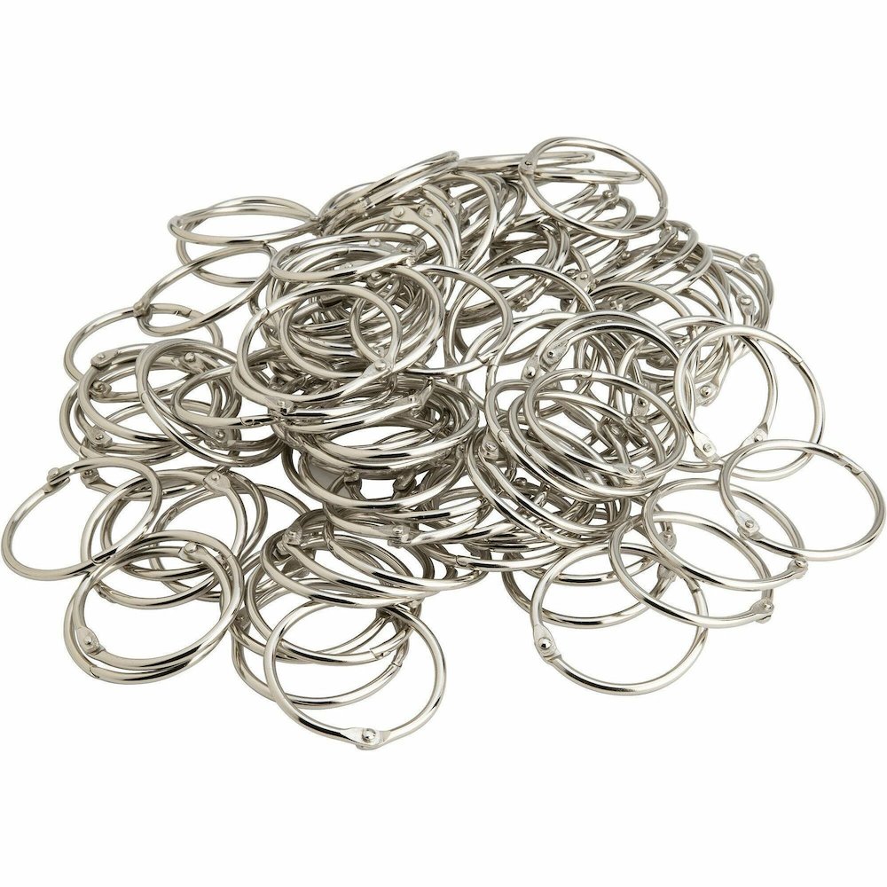 Business Source Standard Book Rings - 3" Diameter - Silver - Nickel Plated - 10/Box - 5 / Bundle. Picture 1