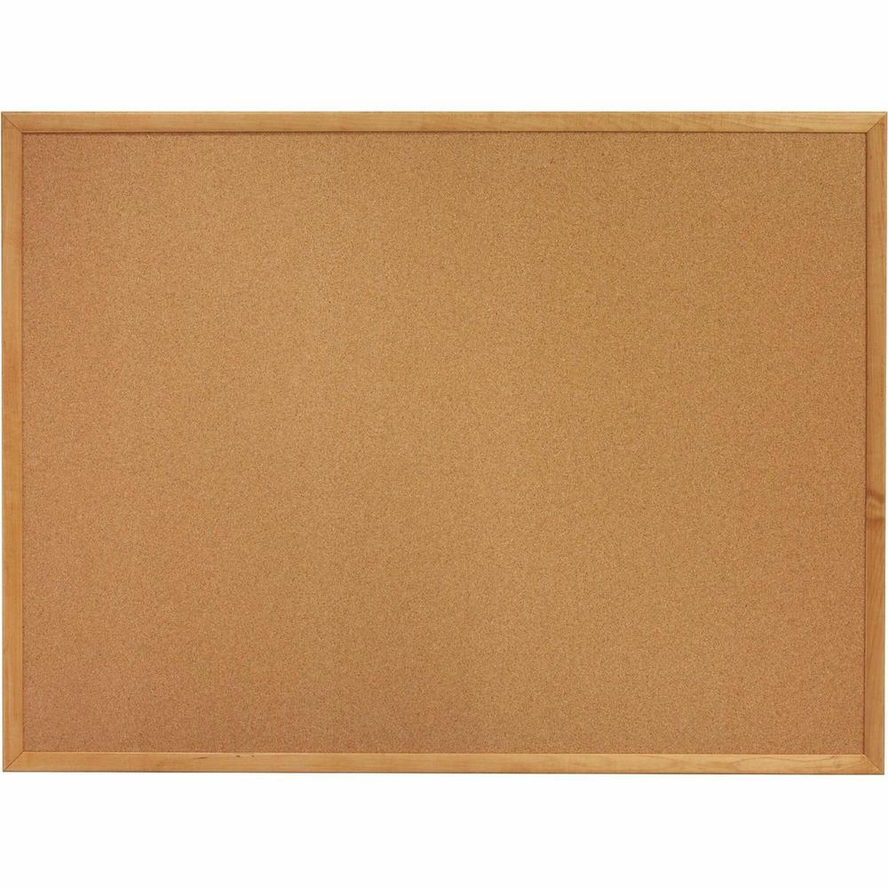 Lorell Bulletin Board - 48" Board Height x 72" Board Width - Cork Surface - Long Lasting, Warp Resistant - Oak Oak Frame - 1 Each. Picture 1