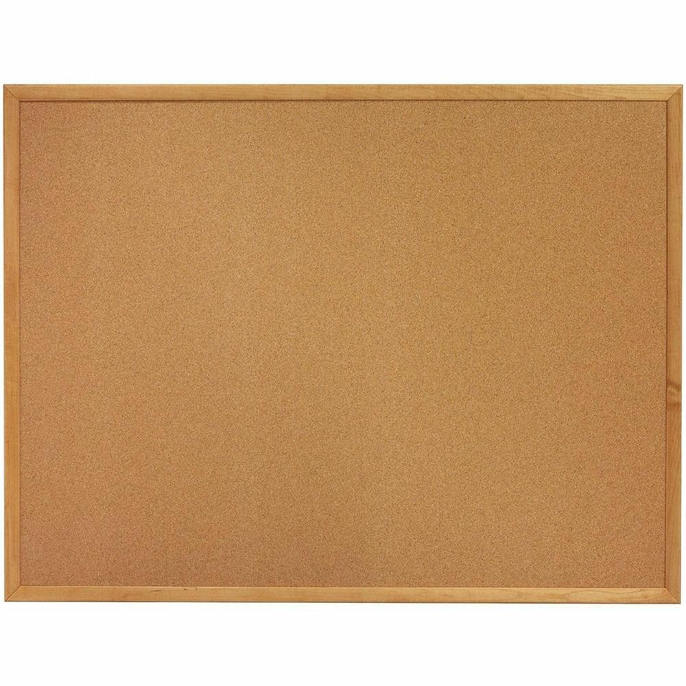 Lorell Bulletin Board - 18" Board Height x 24" Board Width - Cork Surface - Long Lasting, Warp Resistant - Brown Oak Frame - 1 Each. Picture 1