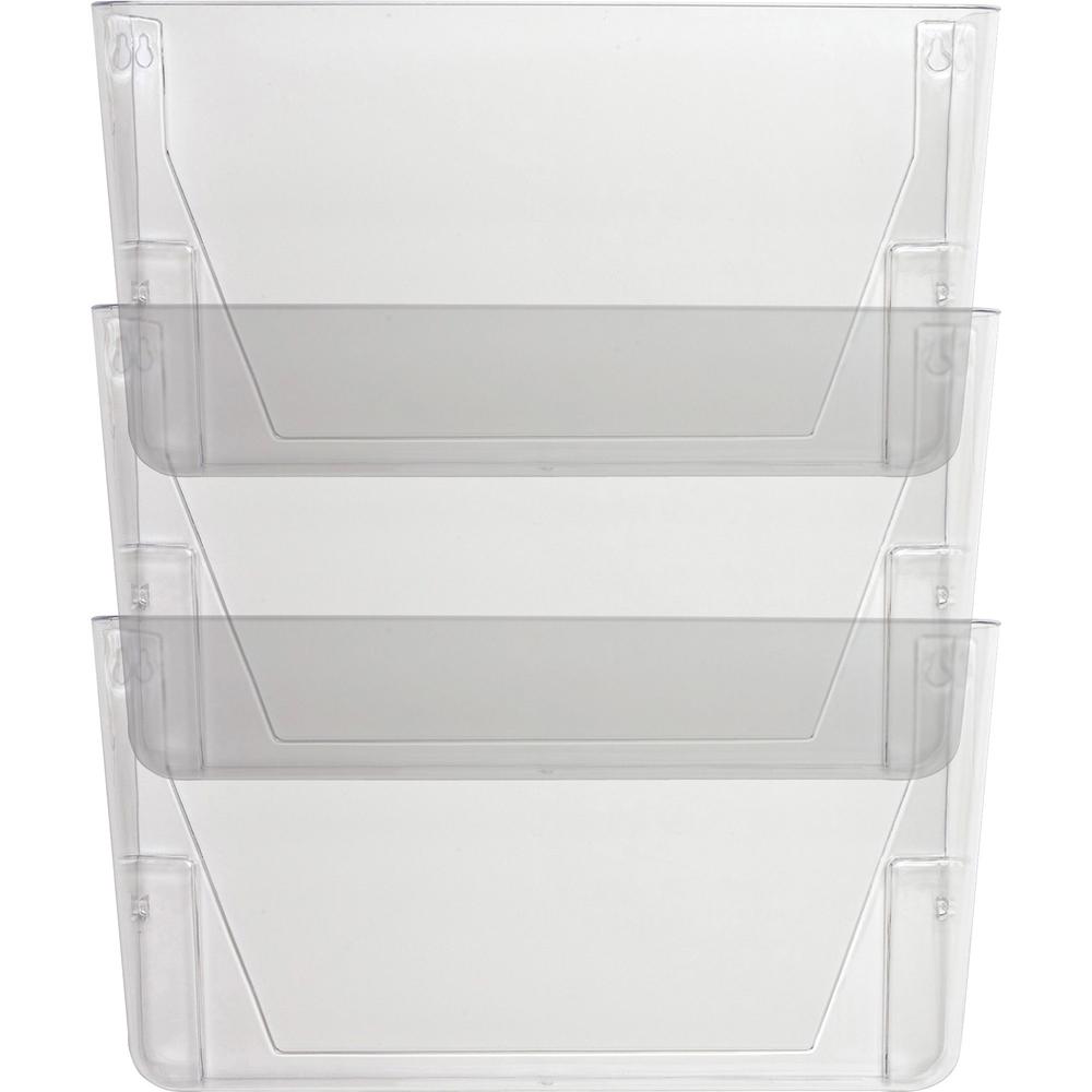 Lorell Wall File Pockets - 14.75" Height x 13.13" Width x 4.25" Depth - Clear - 3 / Pack. Picture 1